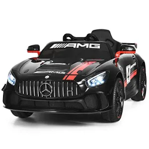Costzon Ride On Car, 12V Licensed Mercedes Benz AMG GT Electric Vehicle w/ Remote Control, Opening Doors, Head/Rear Lights, Swing Function, MP3 USB TF Input, Horn, High/ Low Speed for Kids, Black