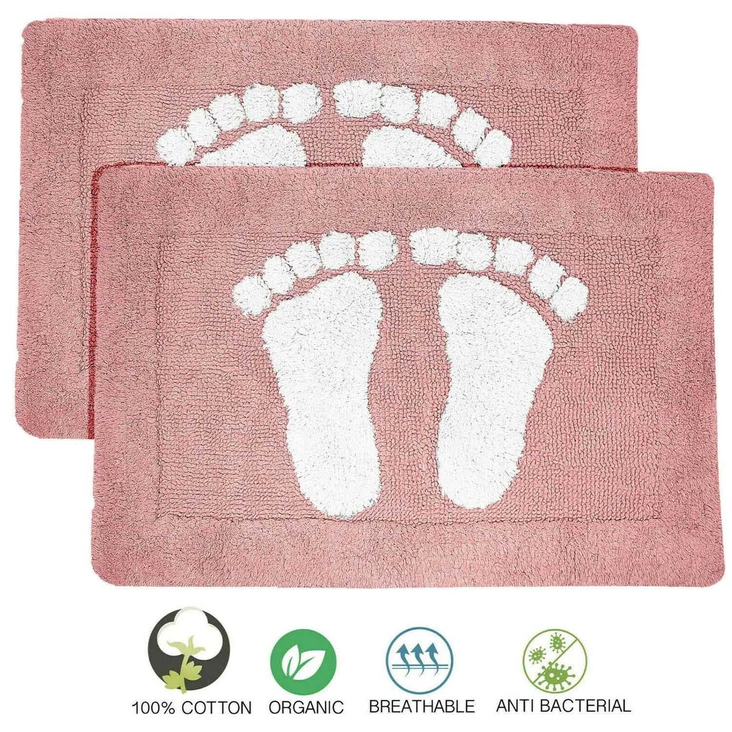 Cotton Bath Mats 2000gsm Non Slip Bathroom Rug with Feet