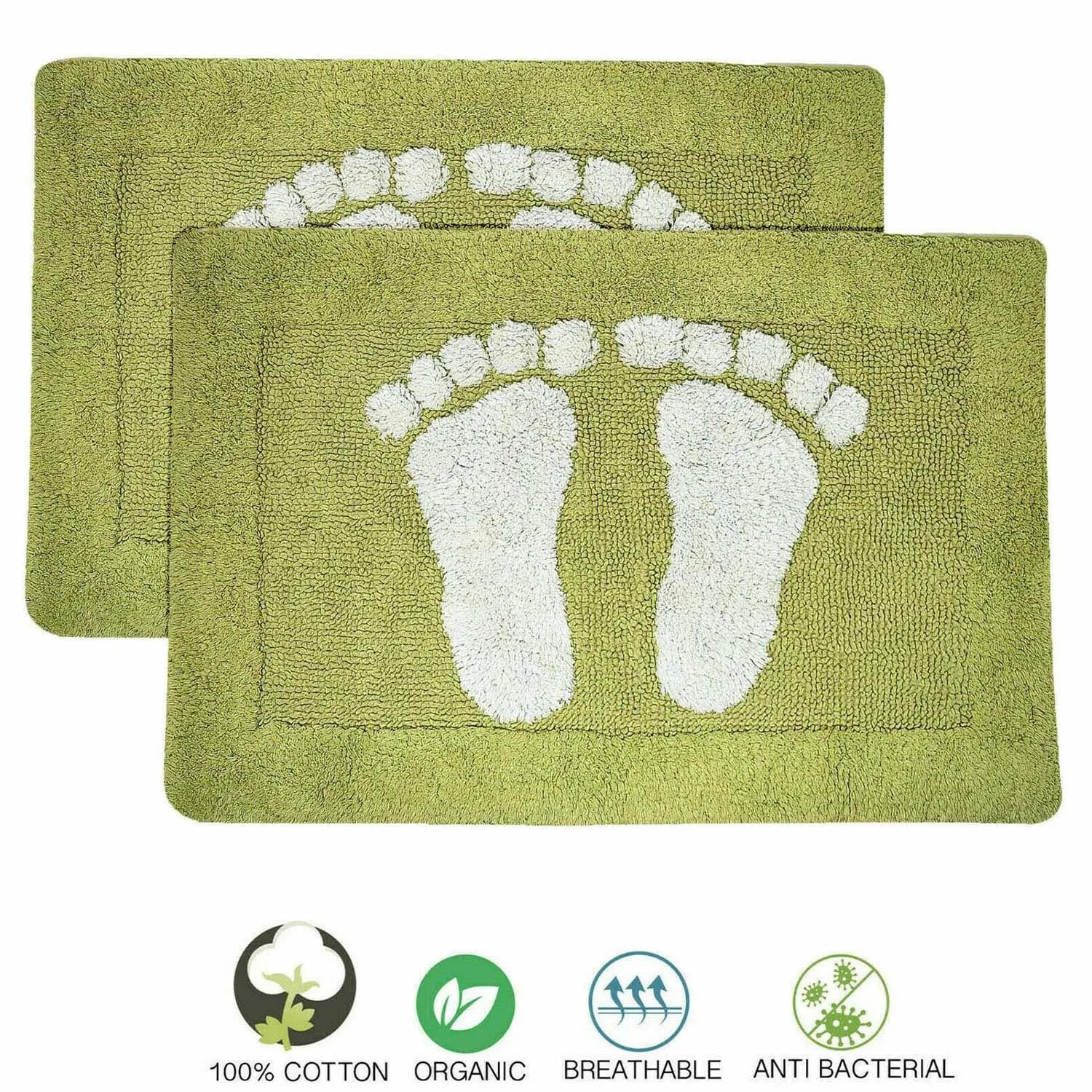 Cotton Bath Mats 2000gsm Non Slip Bathroom Rug with Feet