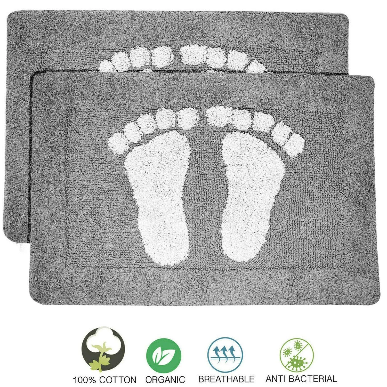 Cotton Bath Mats 2000gsm Non Slip Bathroom Rug with Feet