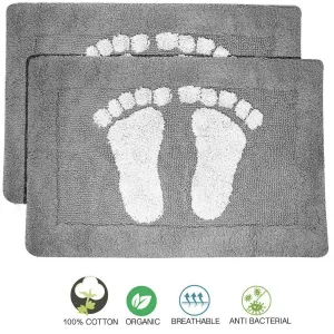 Cotton Bath Mats 2000gsm Non Slip Bathroom Rug with Feet