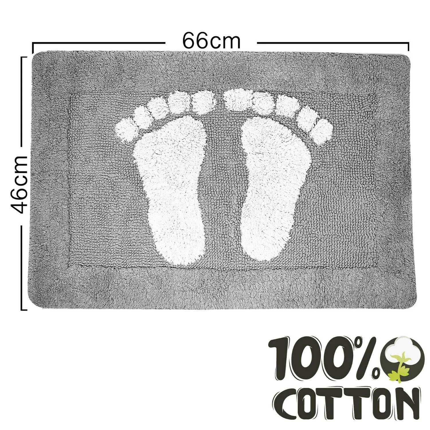 Cotton Bath Mats 2000gsm Non Slip Bathroom Rug with Feet