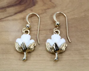 Cotton Boll Dangle Earrings made in 14kt Yellow Gold C149