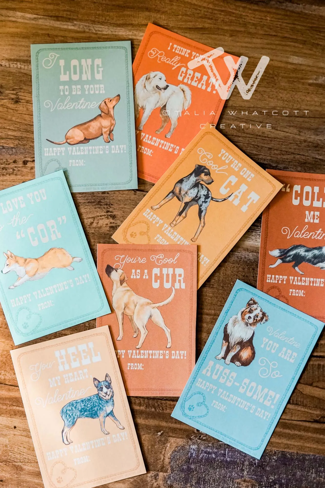 Cow Dogs Valentine Cards Digital Printable