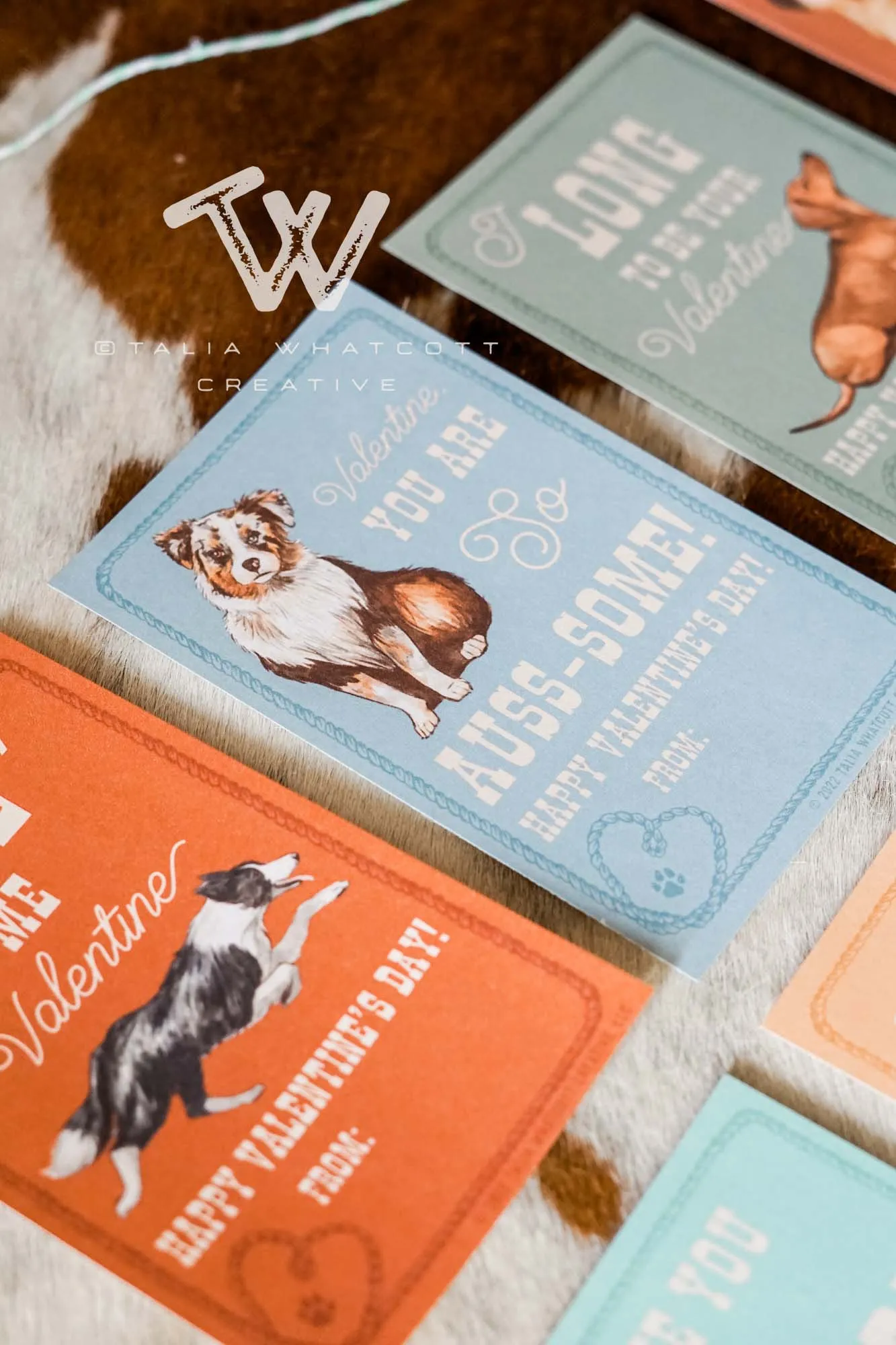 Cow Dogs Valentine Cards Digital Printable