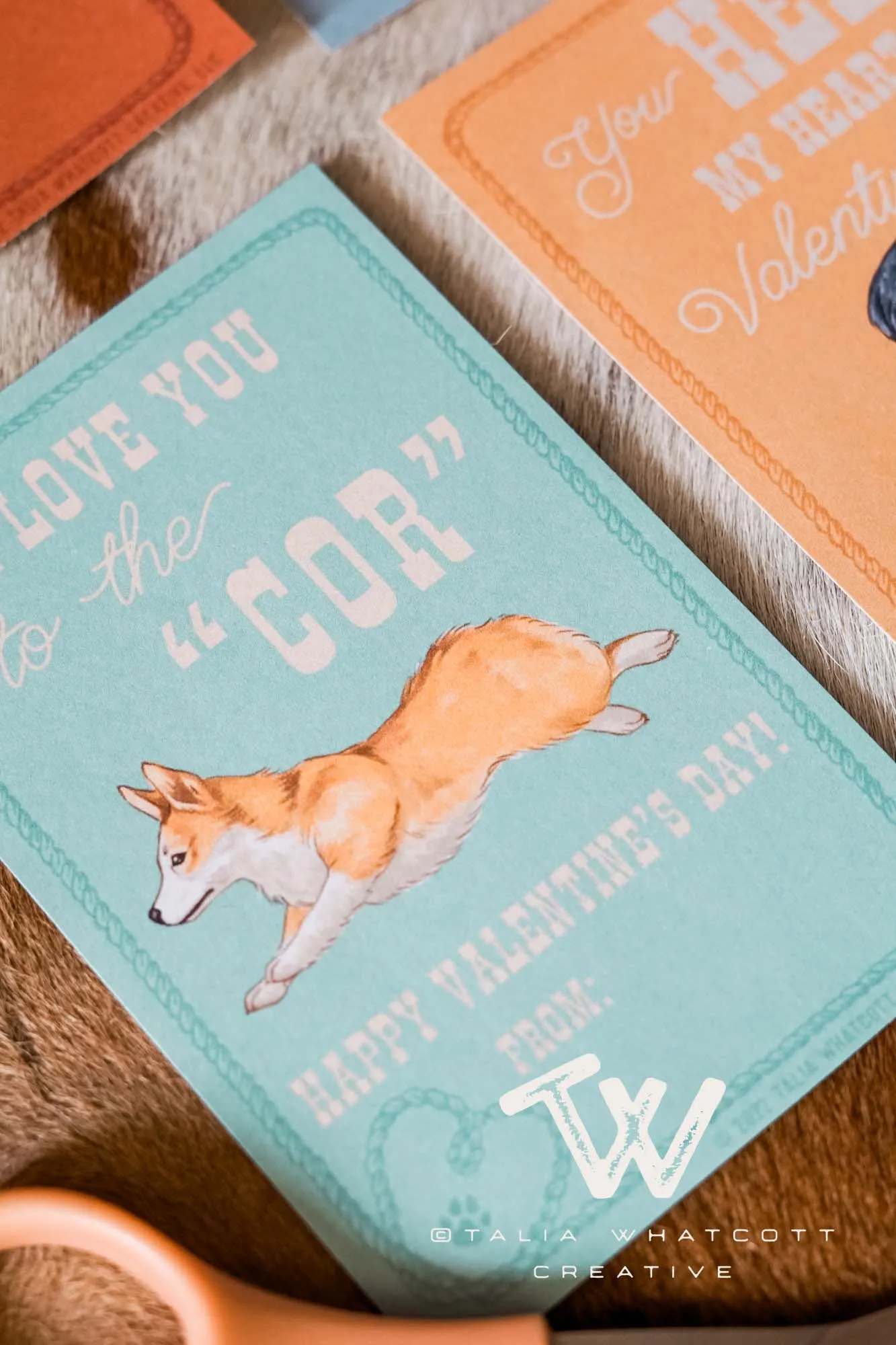 Cow Dogs Valentine Cards Digital Printable