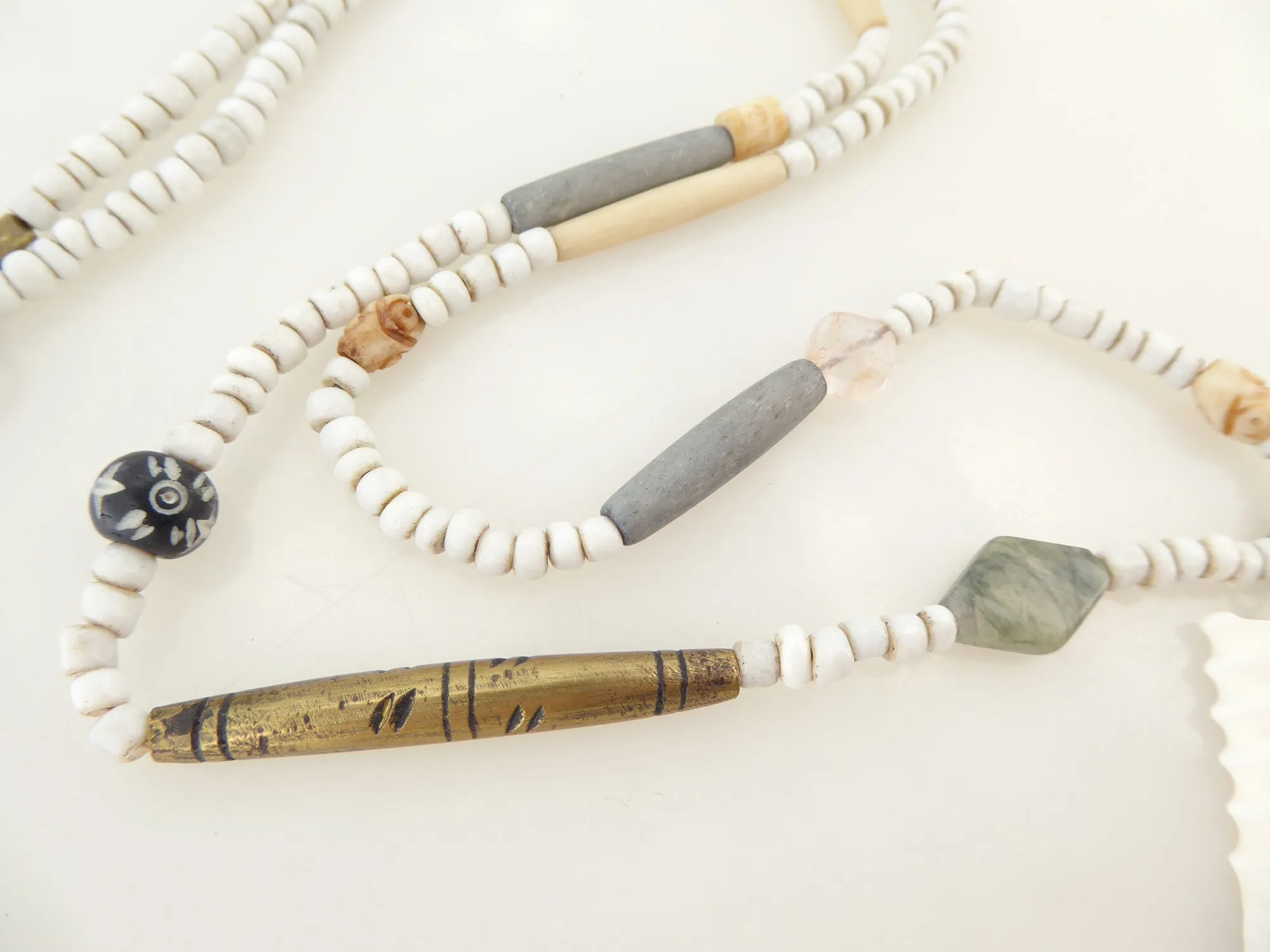 Cowrie shell and lapis lazuli necklace