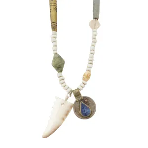 Cowrie shell and lapis lazuli necklace