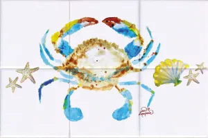 Crab & Shells Tile Mural, High Quality (won't fade), Indoor or Outdoor, Beach Wall Tiles, Backsplash, Shower, Mosaic