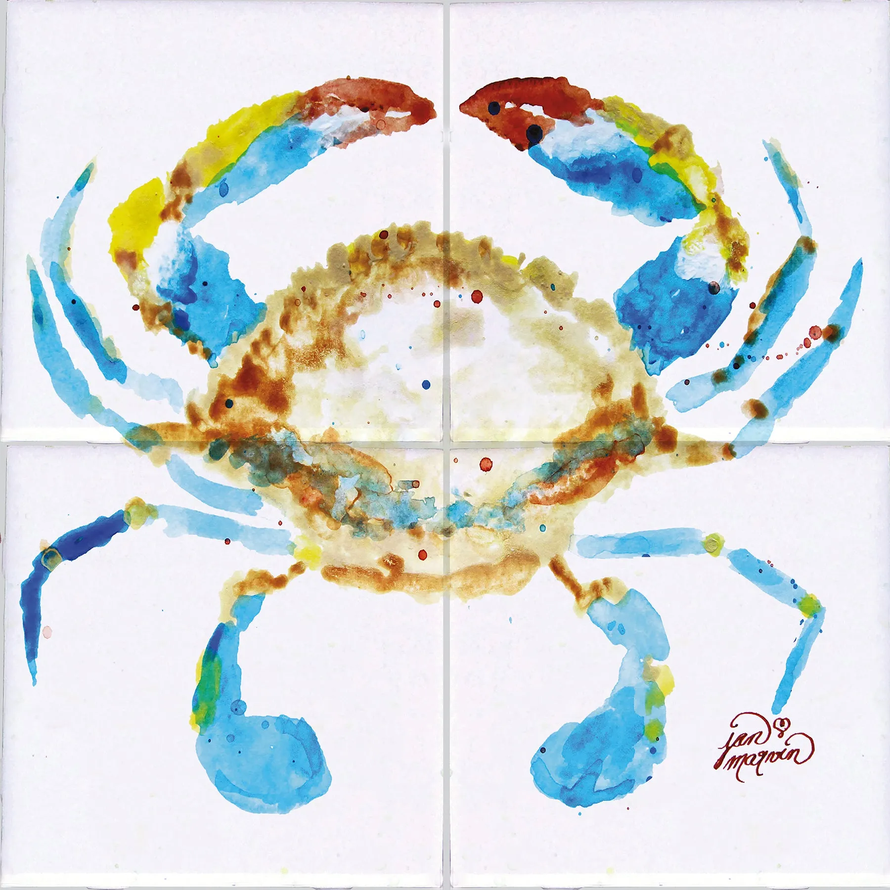 Crab & Shells Tile Mural, High Quality (won't fade), Indoor or Outdoor, Beach Wall Tiles, Backsplash, Shower, Mosaic