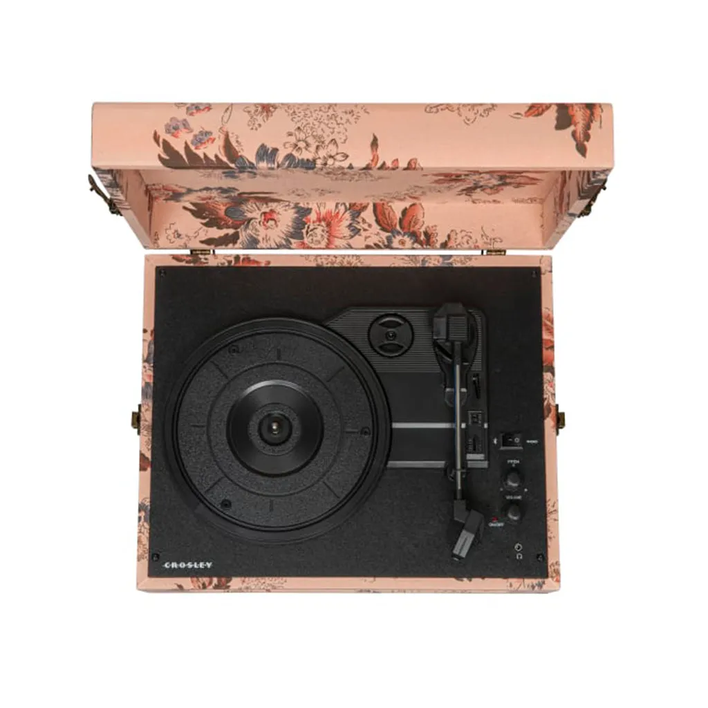 Crosley Voyager Vintage Portable Turntable with Bluetooth Receiver and Built-in Speakers, Floral