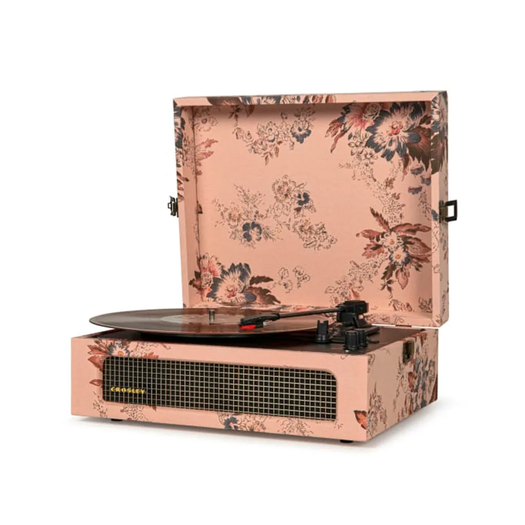 Crosley Voyager Vintage Portable Turntable with Bluetooth Receiver and Built-in Speakers, Floral