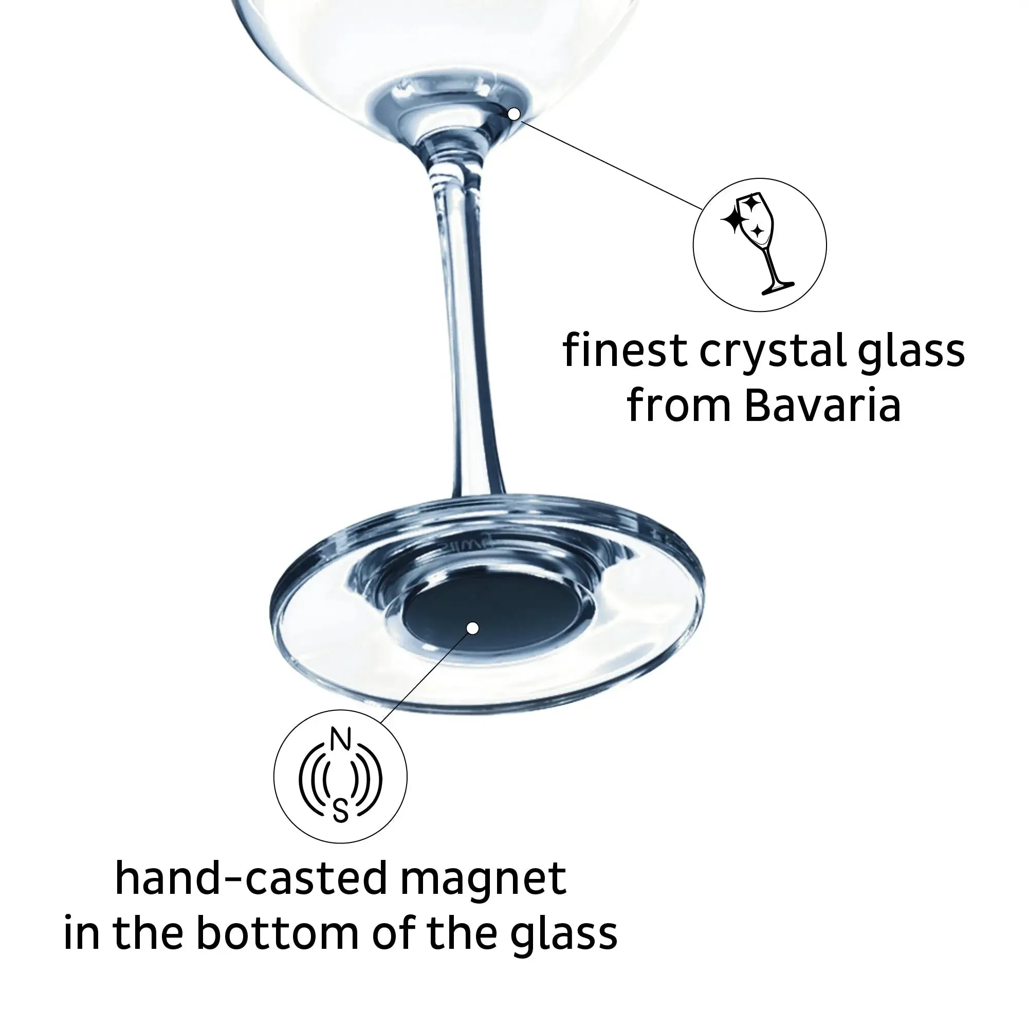 Crystal Magnetic CHAMPAGNE Glass by Silwy