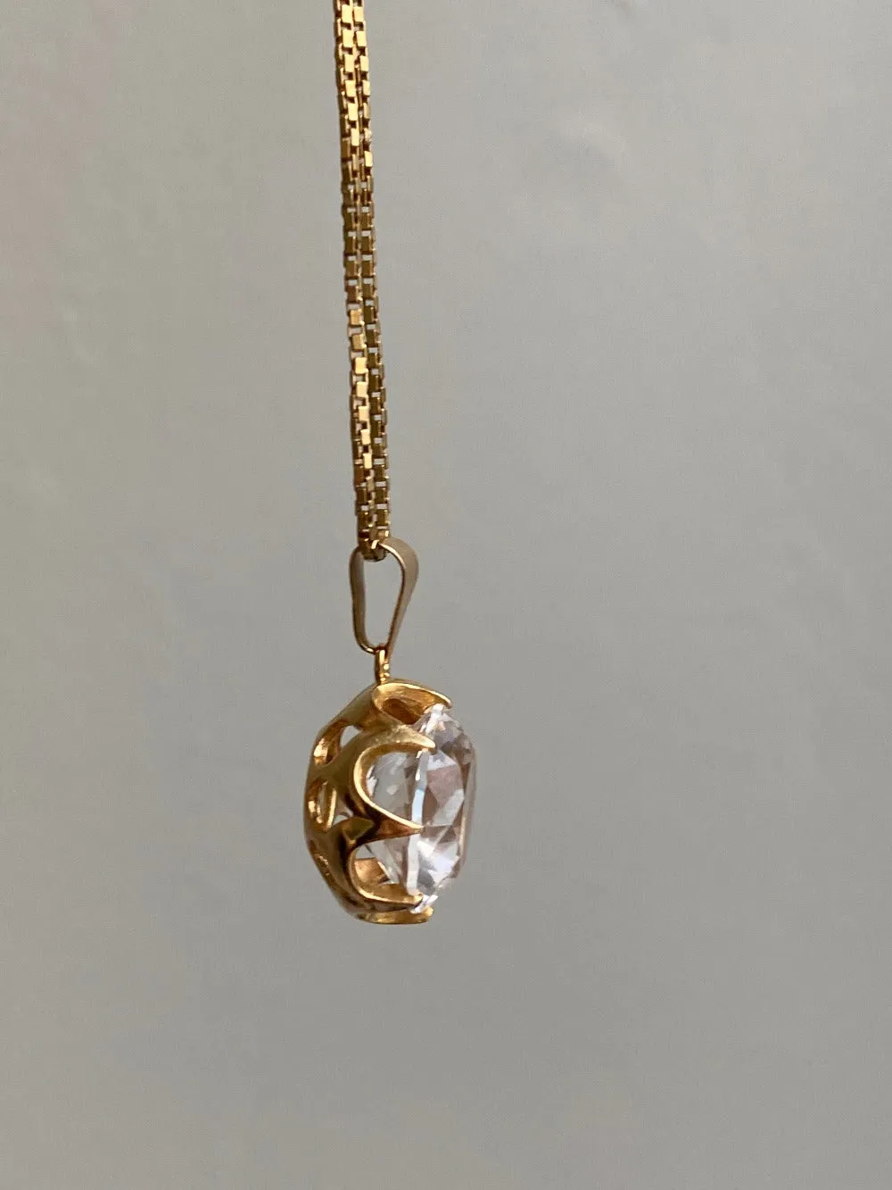 Crystal Swedish pendant necklace - Solid 18k gold - Made in 1975