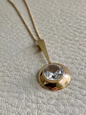 Crystal Swedish pendant necklace - Solid 18k gold - vintage