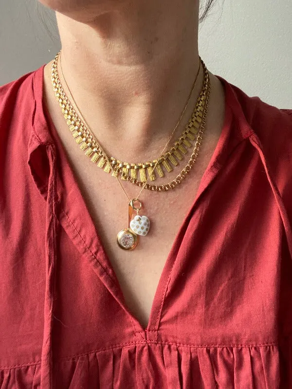Crystal Swedish pendant necklace - Solid 18k gold - vintage