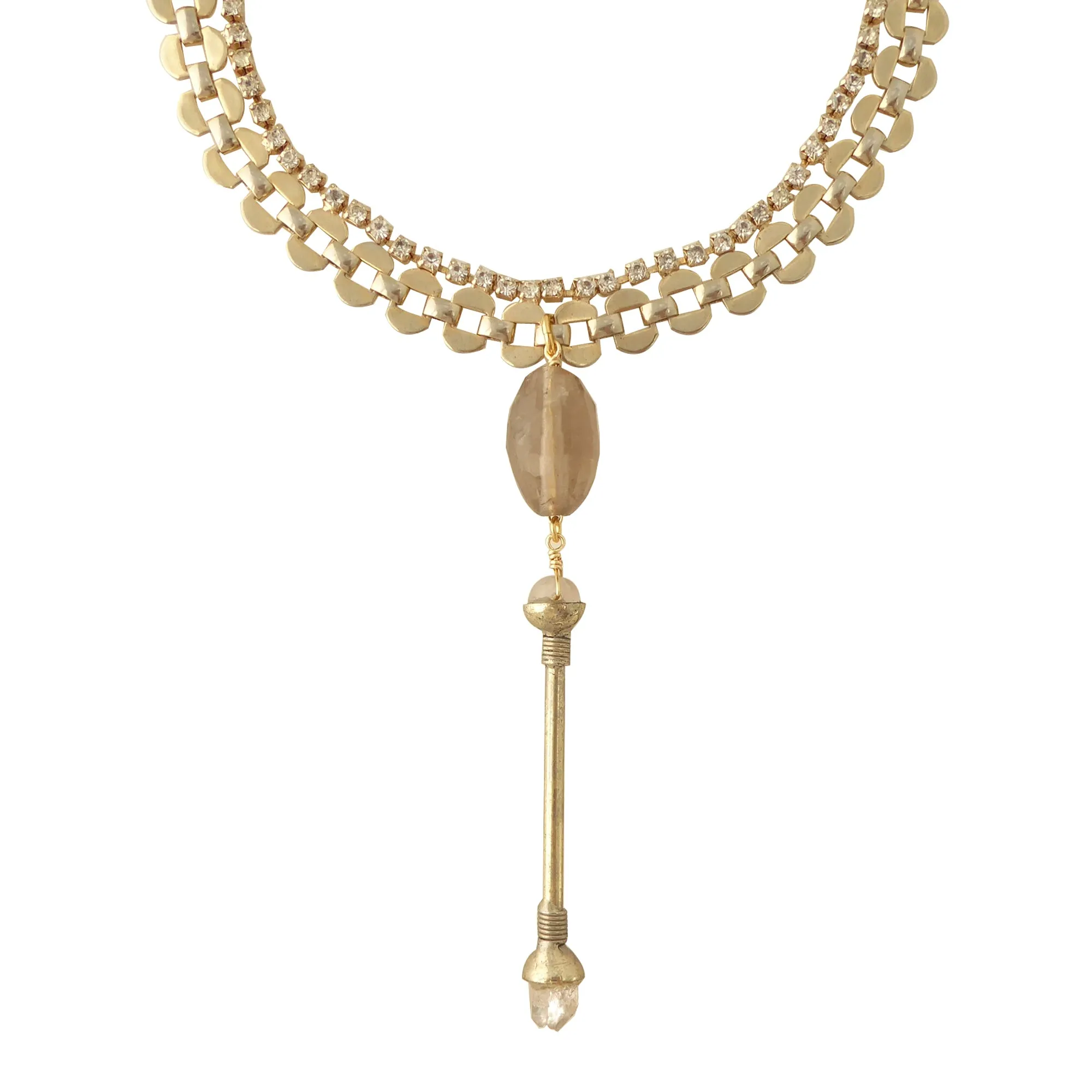 Crystal wand choker necklace