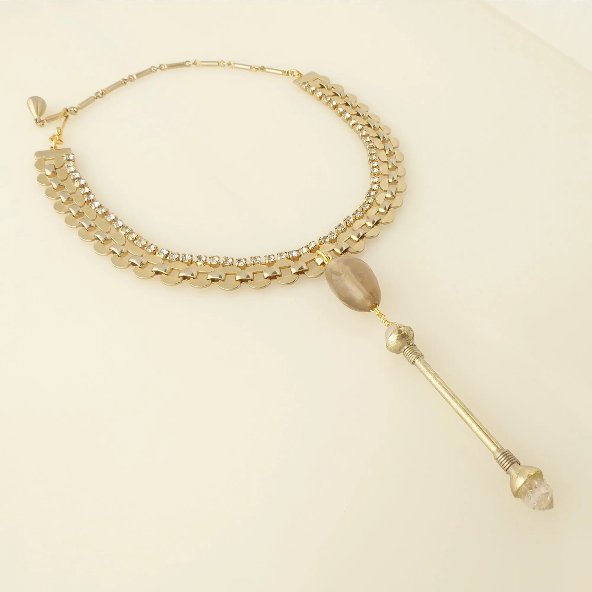 Crystal wand choker necklace