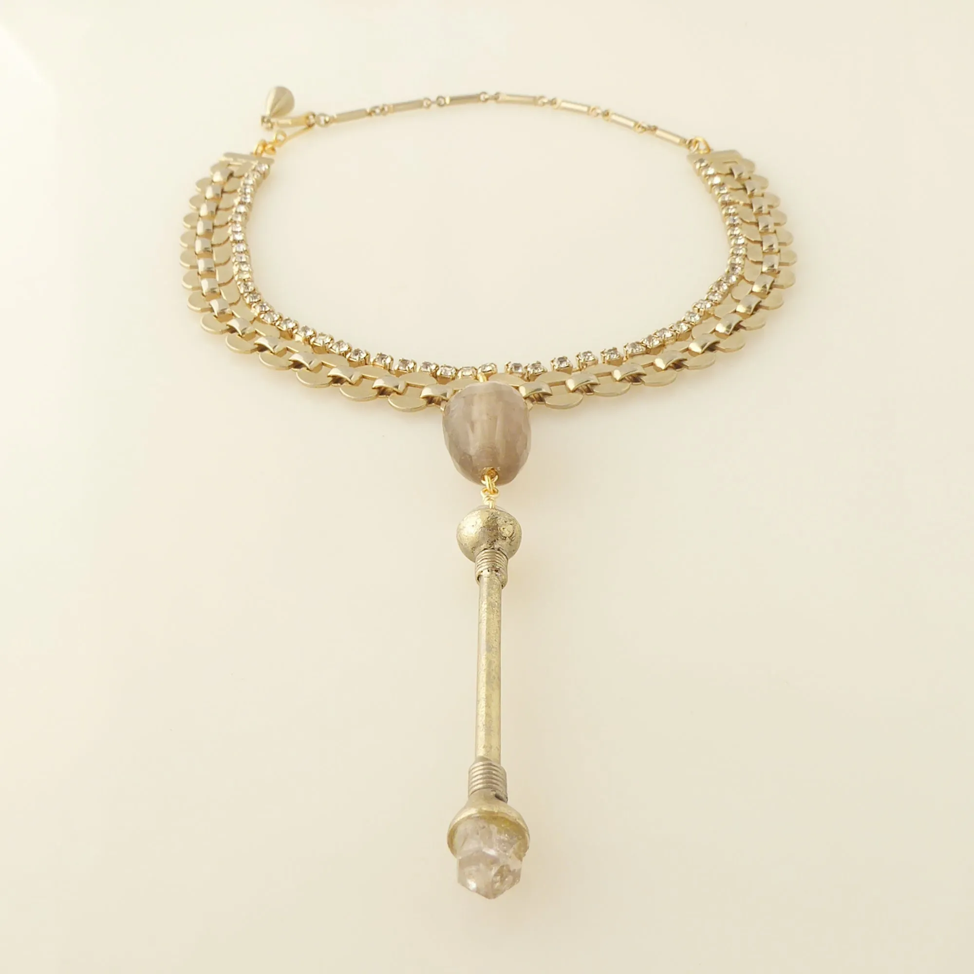 Crystal wand choker necklace
