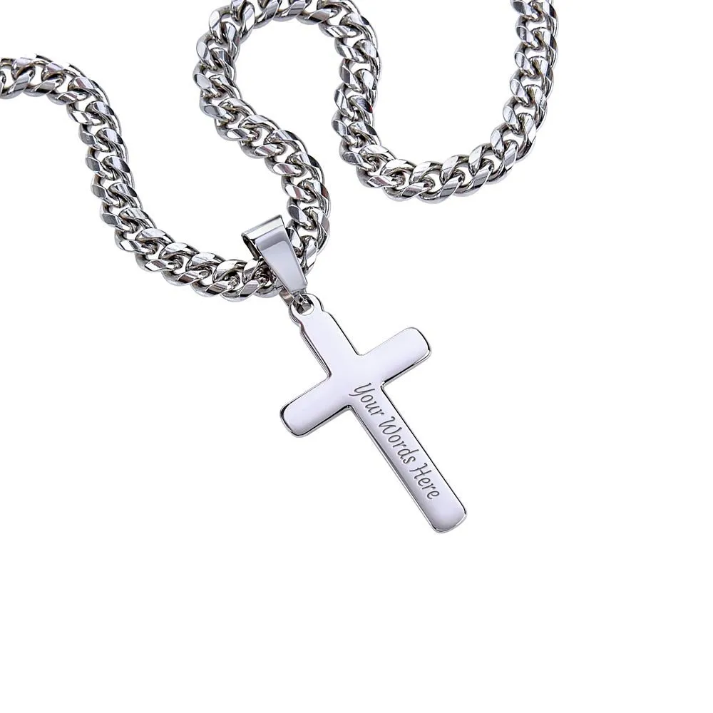 Cuban Link Chain with Engraved Artisan Cross – The Perfect Gift for Every Occasion