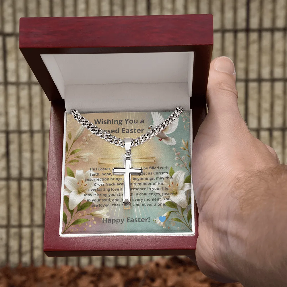 Cuban Link Chain with Engraved Artisan Cross – The Perfect Gift for Every Occasion
