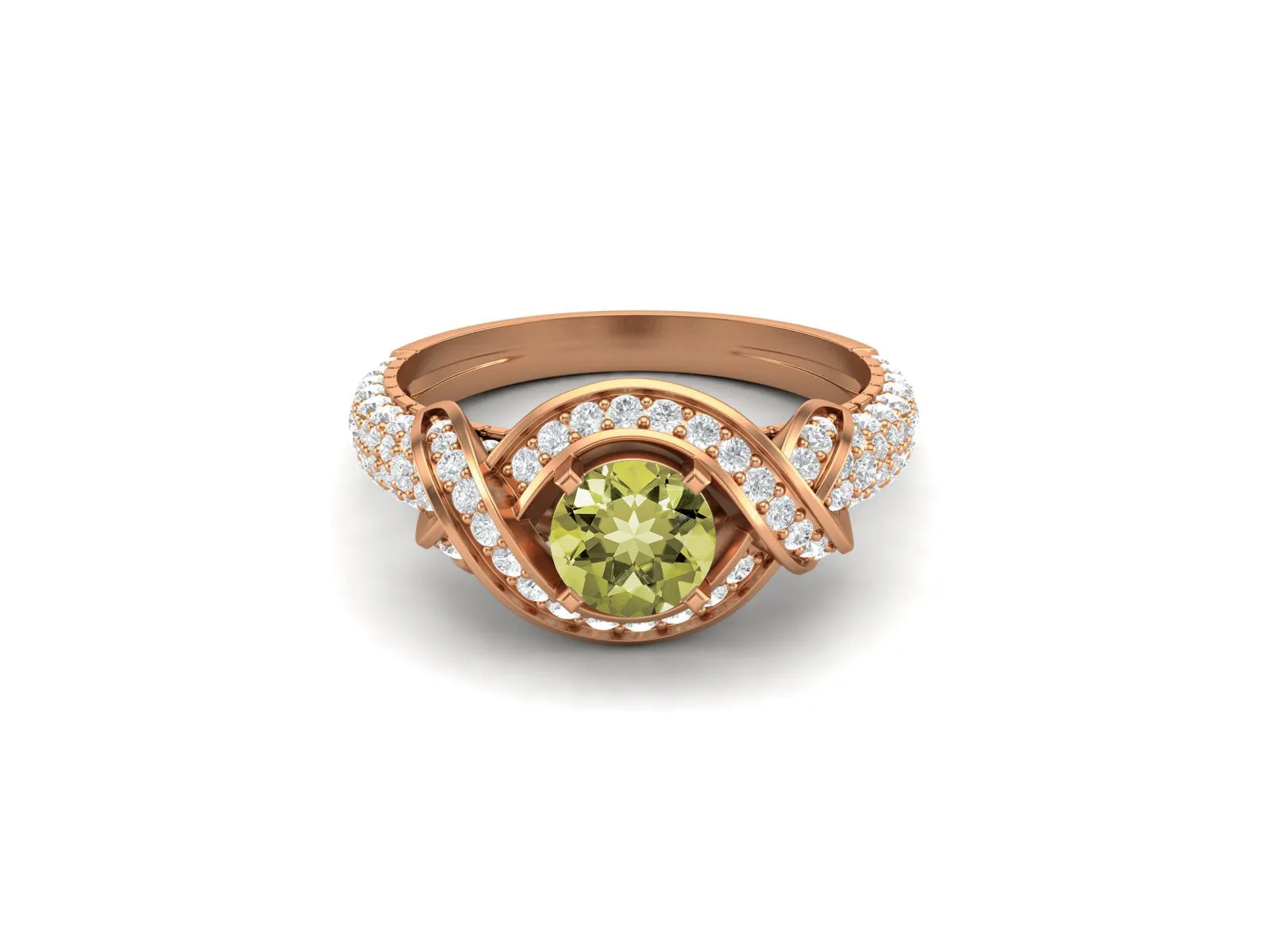 Cubic Zirconia Lemon Quartz Wedding Ring 925 Sterling Silver Promise Ring