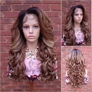 Curly Lace Frontal Wig Pre-Plucked HD Lace Wig Yaki Human Hair Blend Auburn Blonde Wig For Women 13X6 Free Parting Glory Tress - LUXURY