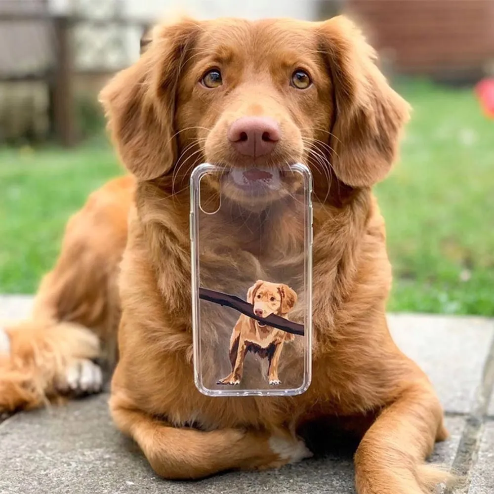 Custom Pet Portrait Samsung Phone Case - Transparent