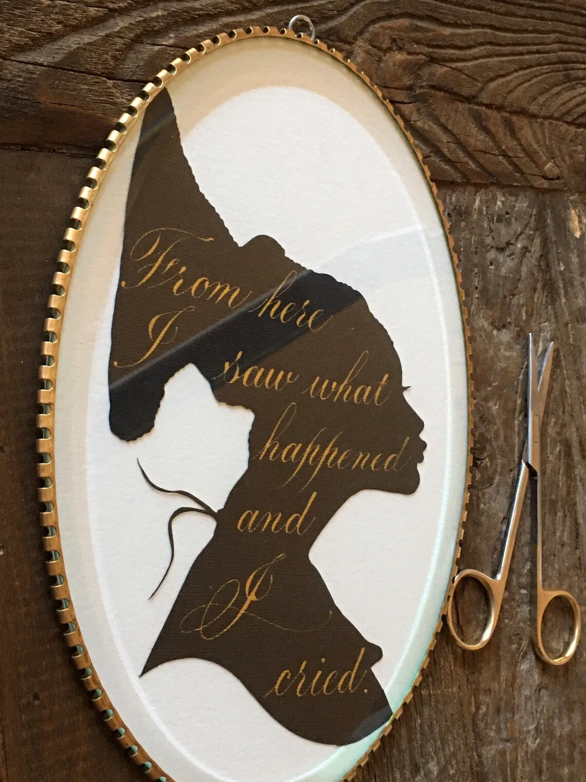 Custom Silhouette Wall Art - Bevel Glass Oval Framed