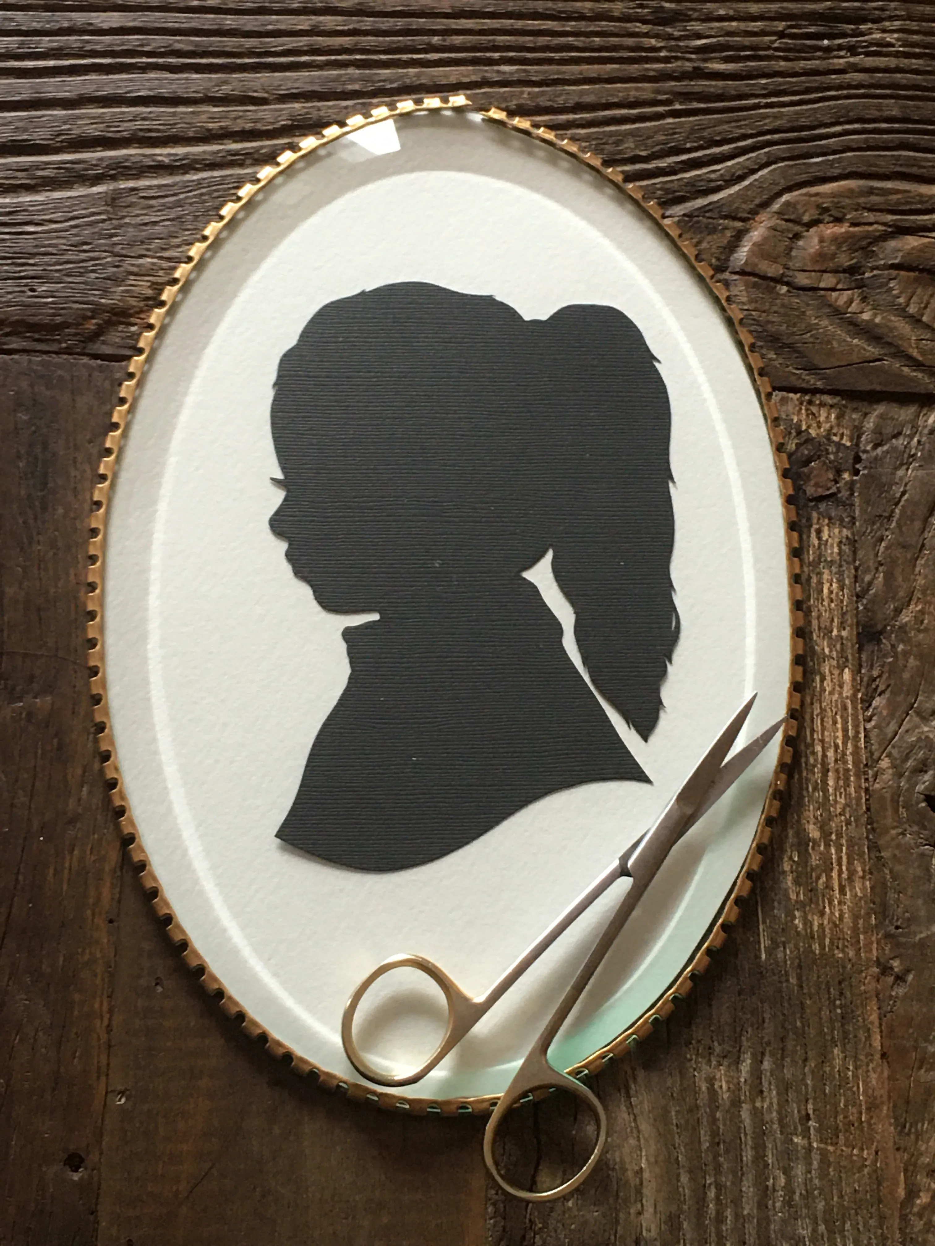 Custom Silhouette Wall Art - Bevel Glass Oval Framed