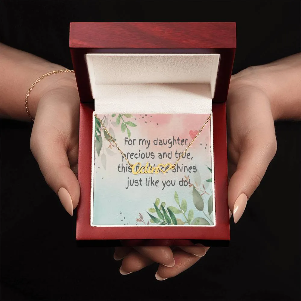 Custom/Personalized Name Necklace   Heart Character (with message card - Gift from Mom to daughter)