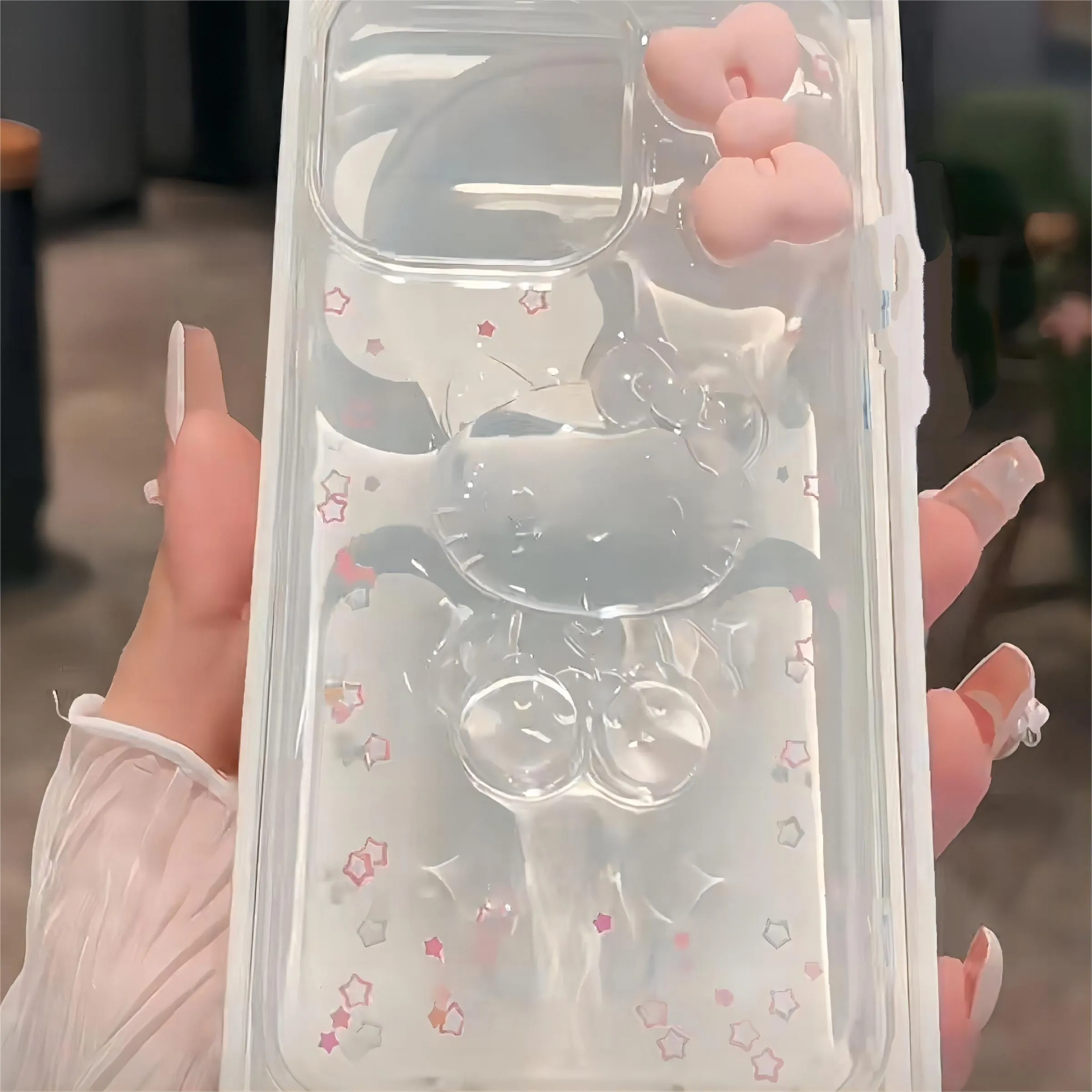 Cute Pink Bowknot Crystal Hello Kitty iPhone Case