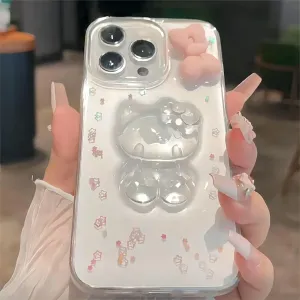 Cute Pink Bowknot Crystal Hello Kitty iPhone Case