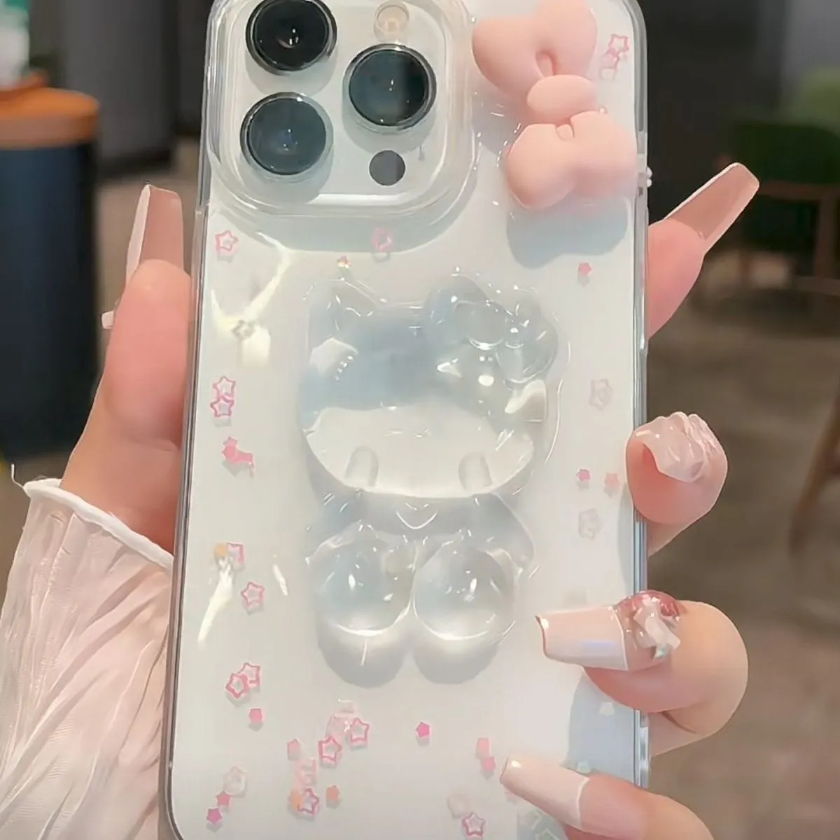 Cute Pink Bowknot Crystal Hello Kitty iPhone Case