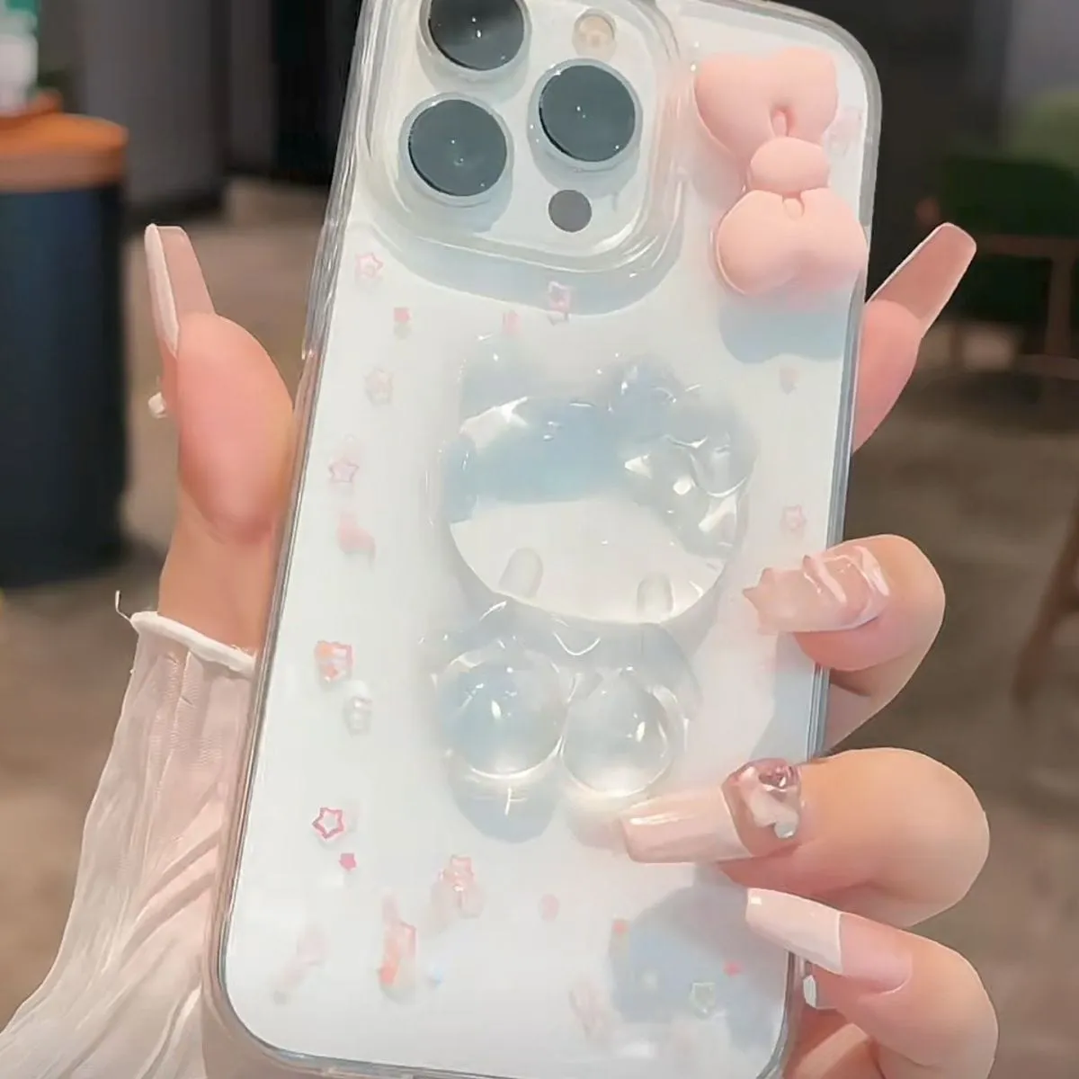 Cute Pink Bowknot Crystal Hello Kitty iPhone Case