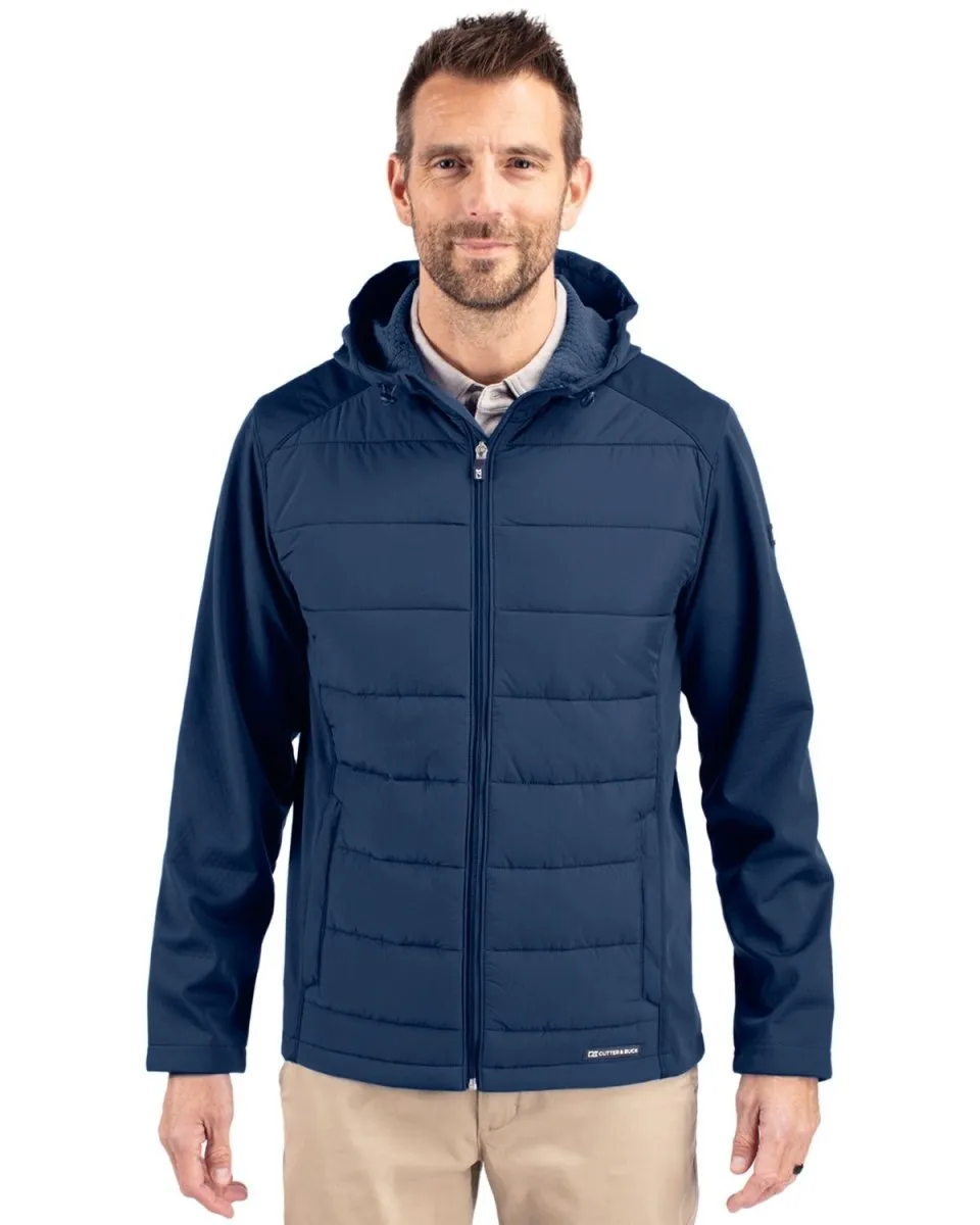 Cutter & Buck Men's Evoke Hybrid Eco Softshell Recycled Full Zip Hooded Jacket
