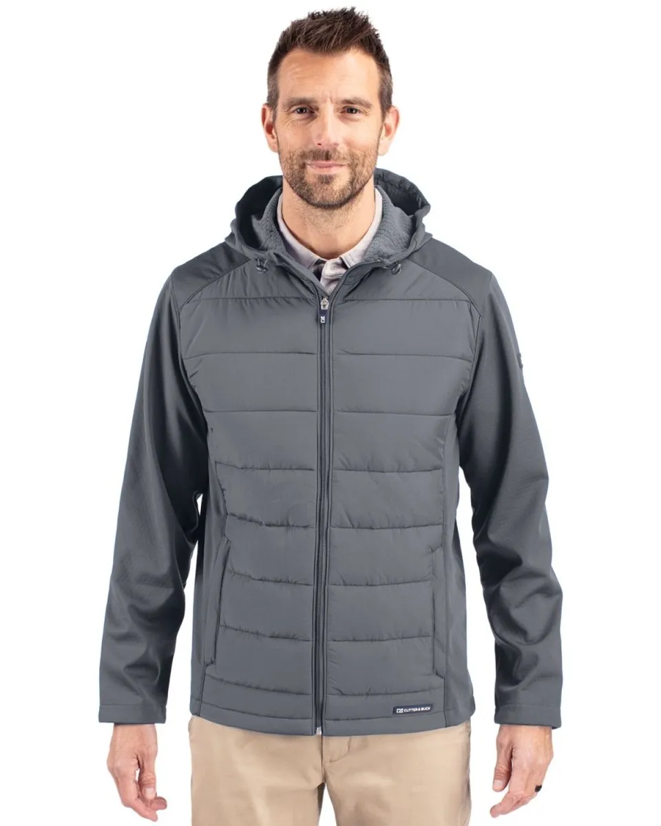 Cutter & Buck Men's Evoke Hybrid Eco Softshell Recycled Full Zip Hooded Jacket