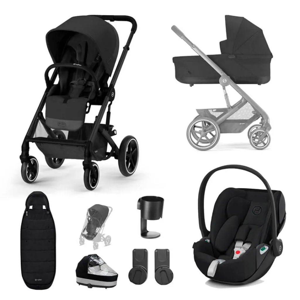 CYBEX BALIOS S Travel System Luxury Bundle with CLOUD T and Gold Footmuff - Moon Black