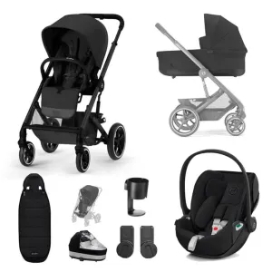 CYBEX BALIOS S Travel System Luxury Bundle with CLOUD T and Gold Footmuff - Moon Black