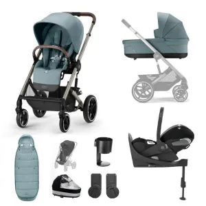 CYBEX BALIOS S Travel System Luxury Bundle with CLOUD T and Gold Footmuff - Sky Blue