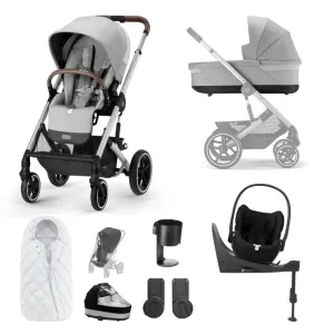 CYBEX BALIOS S Travel System Luxury Bundle with CLOUD T and Snogga Footmuff - Lava Grey