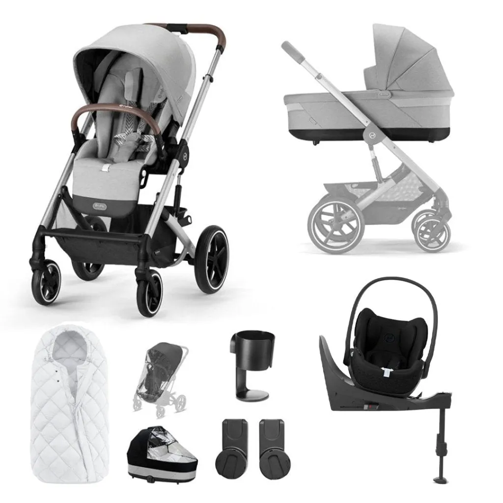 CYBEX BALIOS S Travel System Luxury Bundle with CLOUD T and Snogga Footmuff - Lava Grey