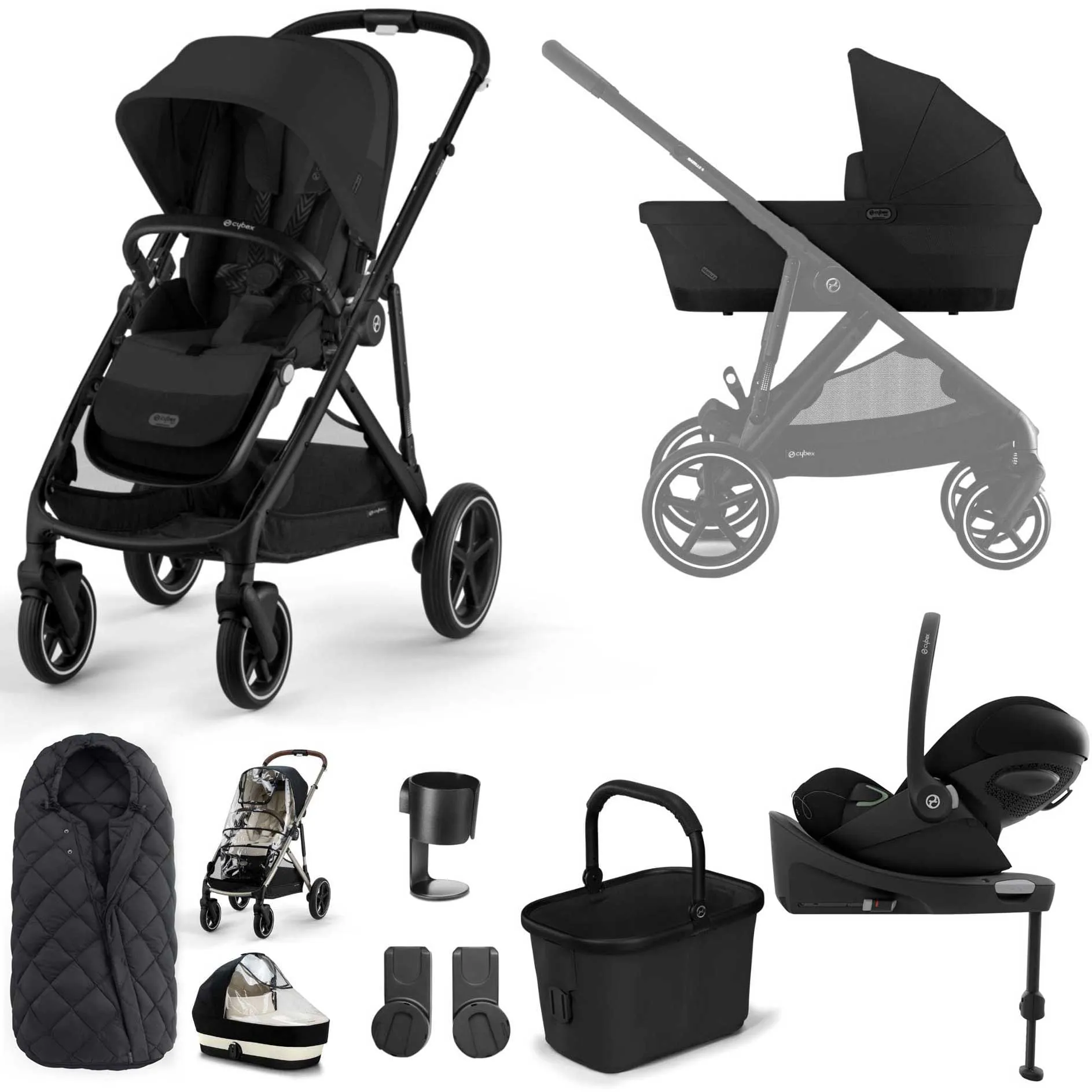 Cybex Gazelle S Luxury Bundle in Black/Moon Black