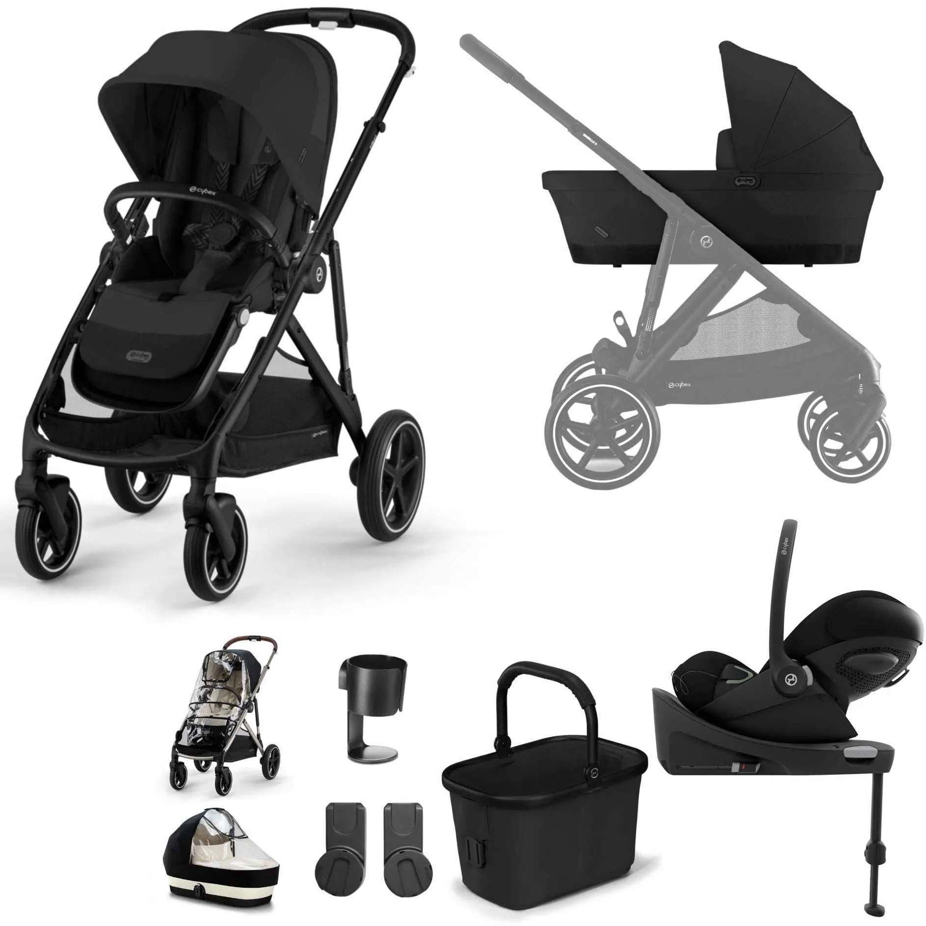 Cybex Gazelle S Luxury Bundle in Black/Moon Black