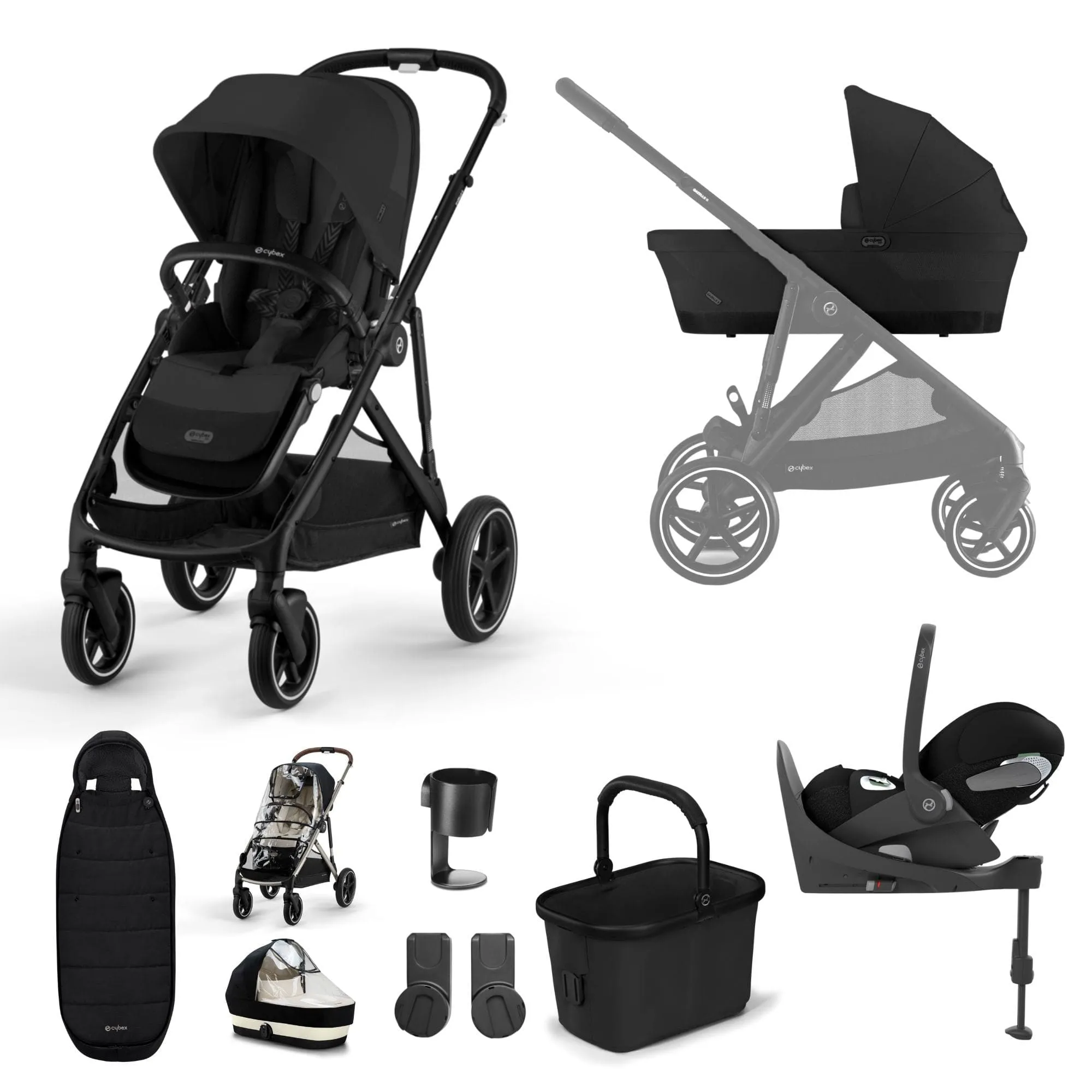 Cybex Gazelle S Luxury Bundle in Black/Moon Black