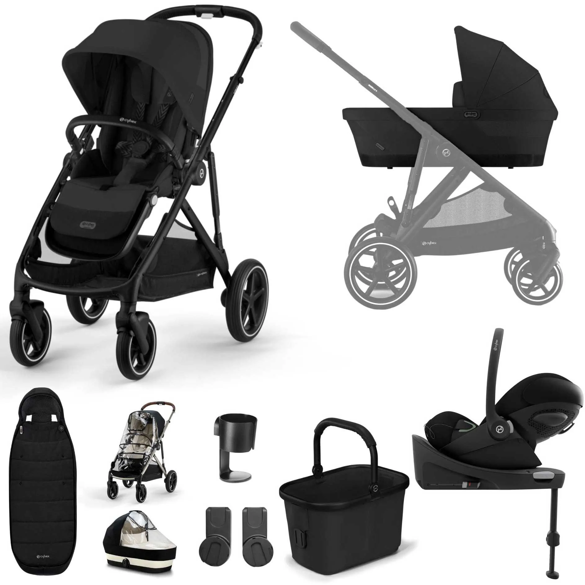 Cybex Gazelle S Luxury Bundle in Black/Moon Black