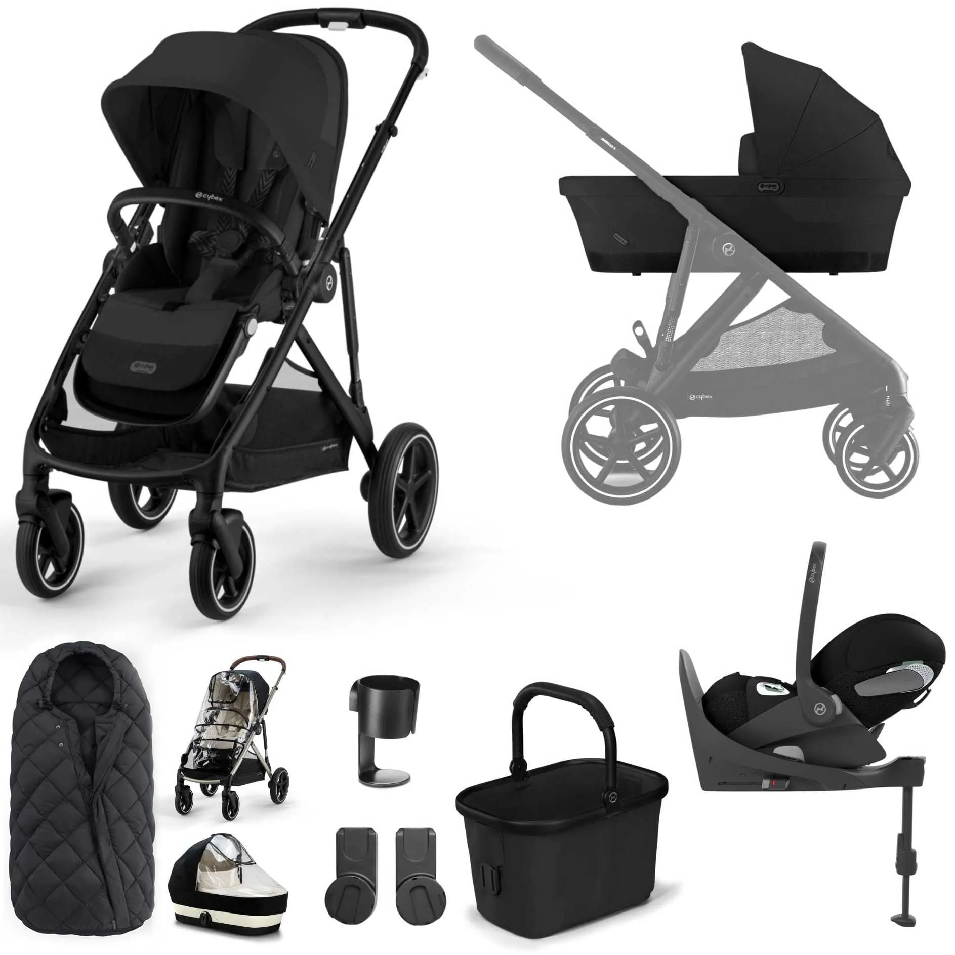 Cybex Gazelle S Luxury Bundle in Black/Moon Black
