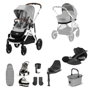 CYBEX Gazelle S Travel System Luxury Bundle With Gold Footmuff and CLOUD T - Lava Grey
