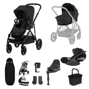 CYBEX Gazelle S Travel System Luxury Bundle With Gold Footmuff and CLOUD T - Moon Black