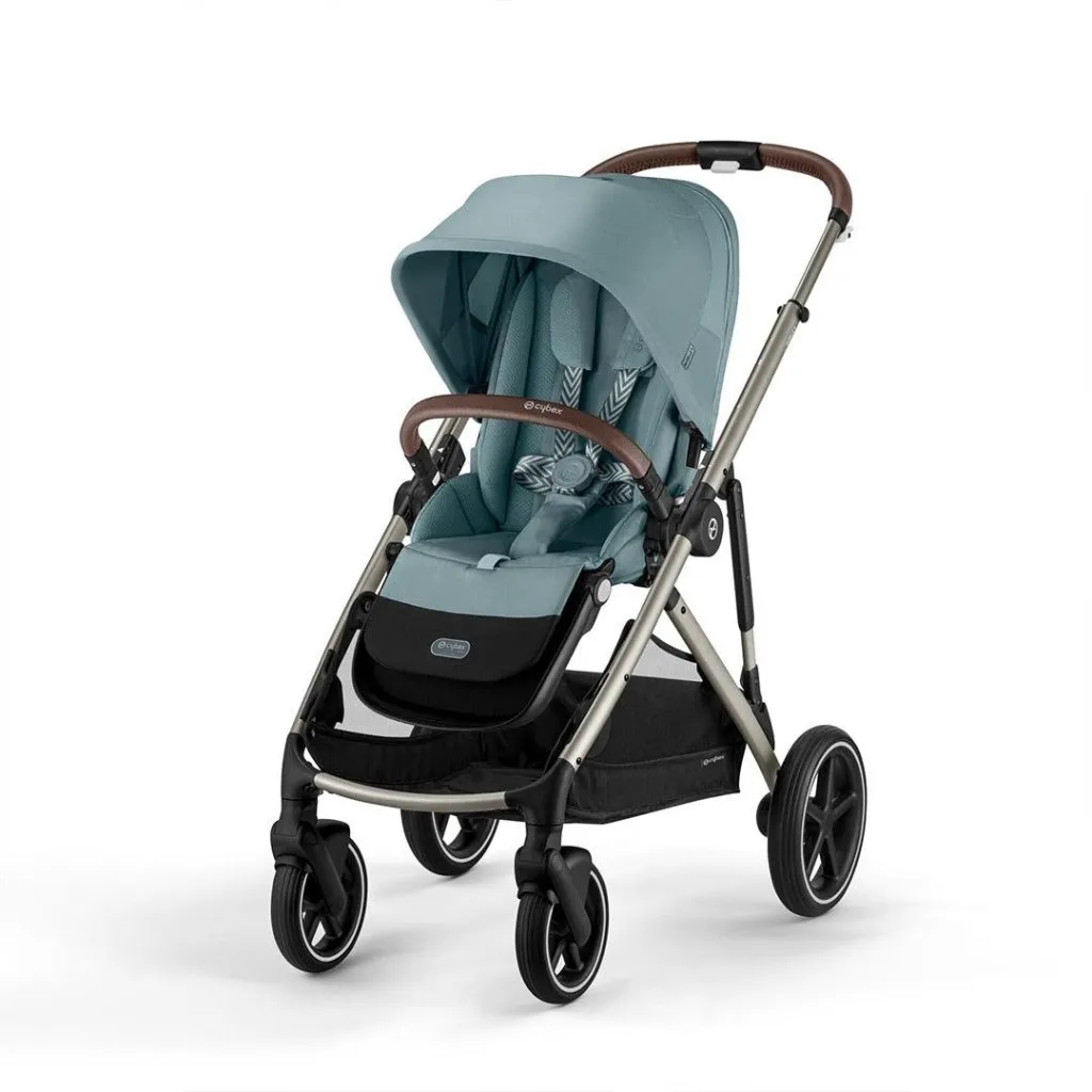 CYBEX Gazelle S Travel System Luxury Bundle With Gold Footmuff and CLOUD T - Sky Blue
